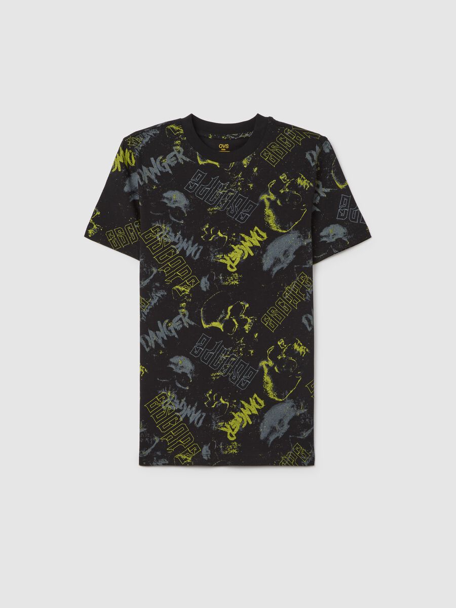 Multicolor Boys' Cotton Oversized T-shirt with Graphic Print_0