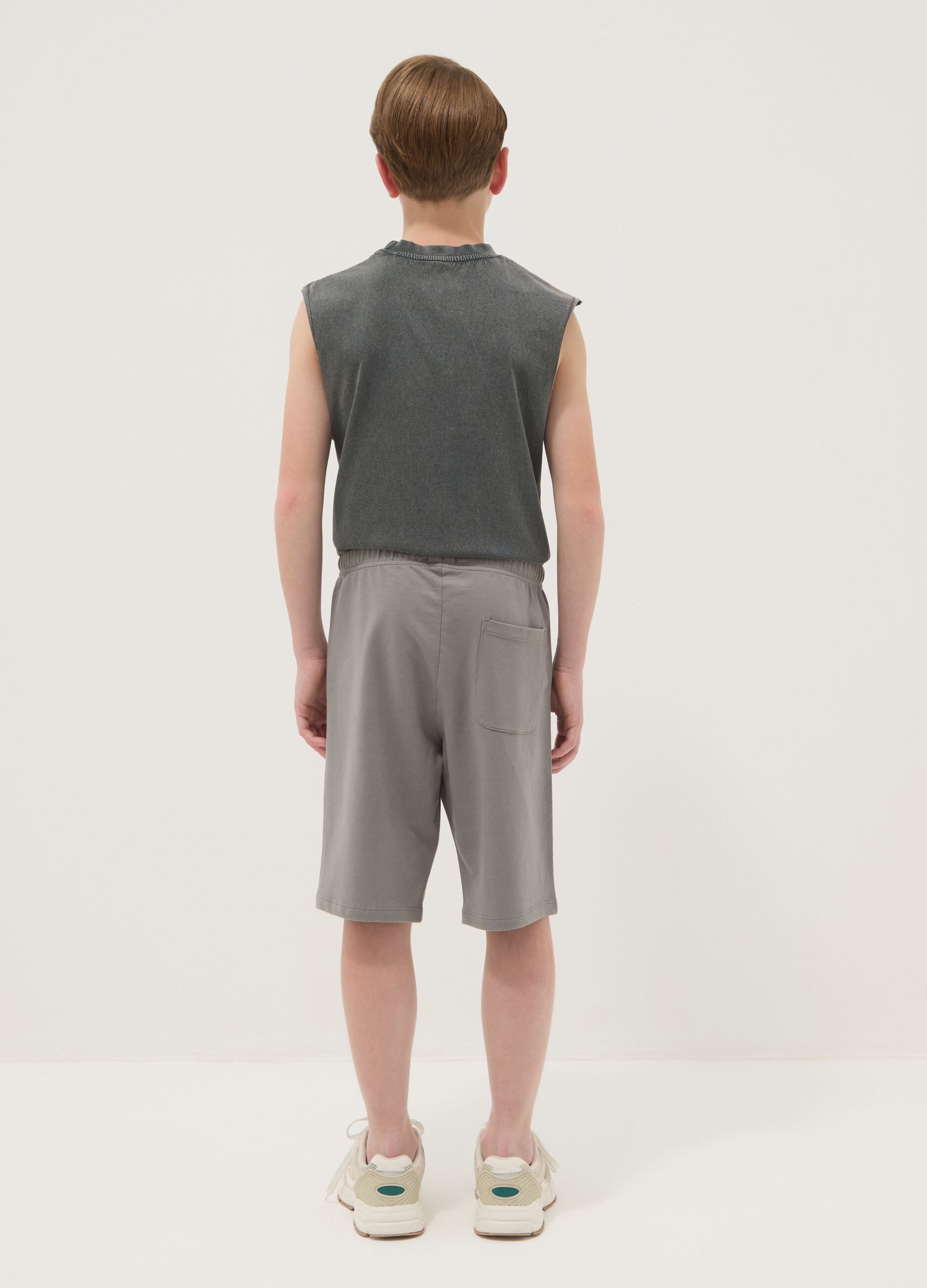 Boys' pure cotton grey shorts with regular fit