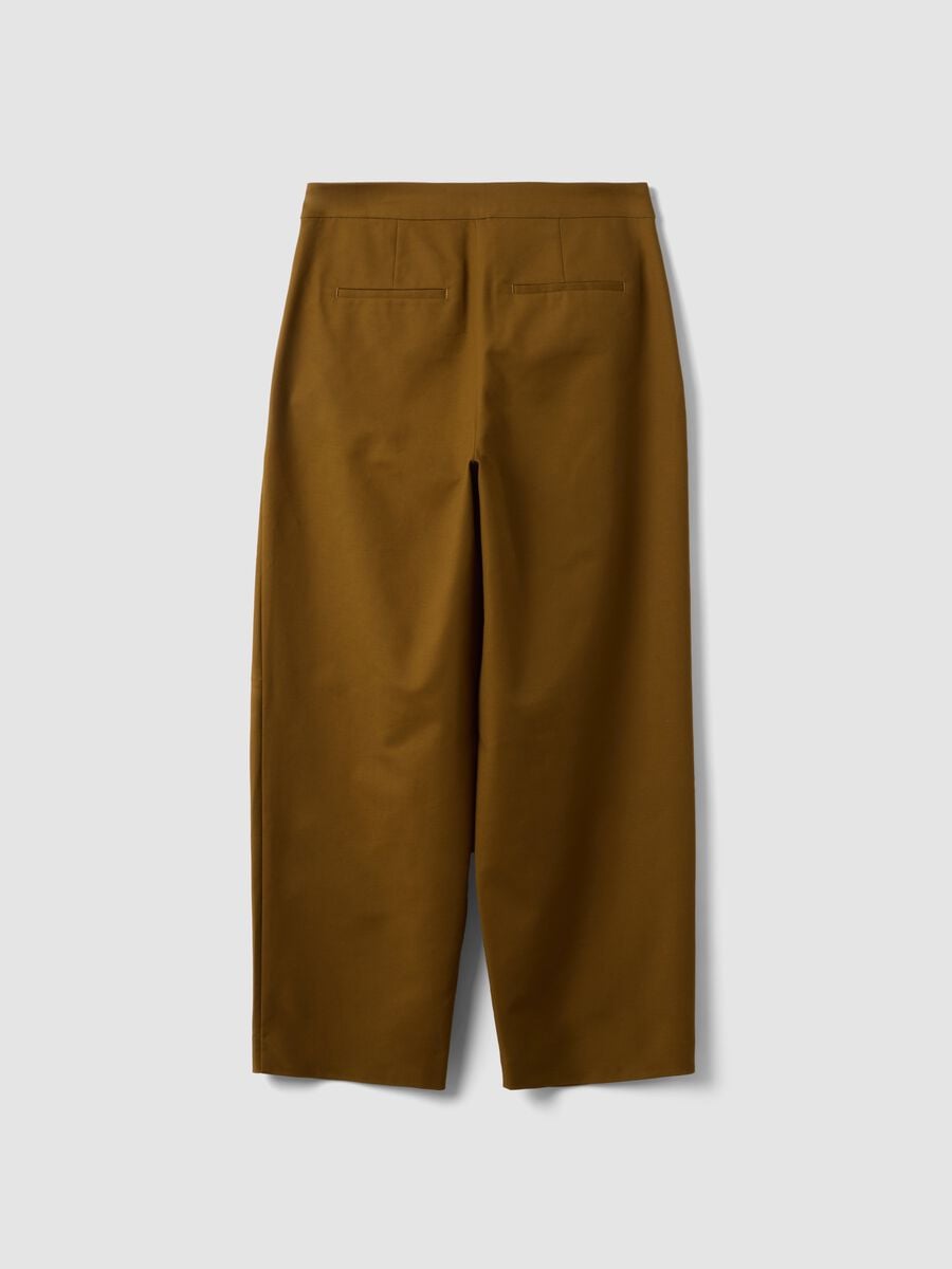 Pantaloni formali marroni in cotone elasticizzato barrel fit_6
