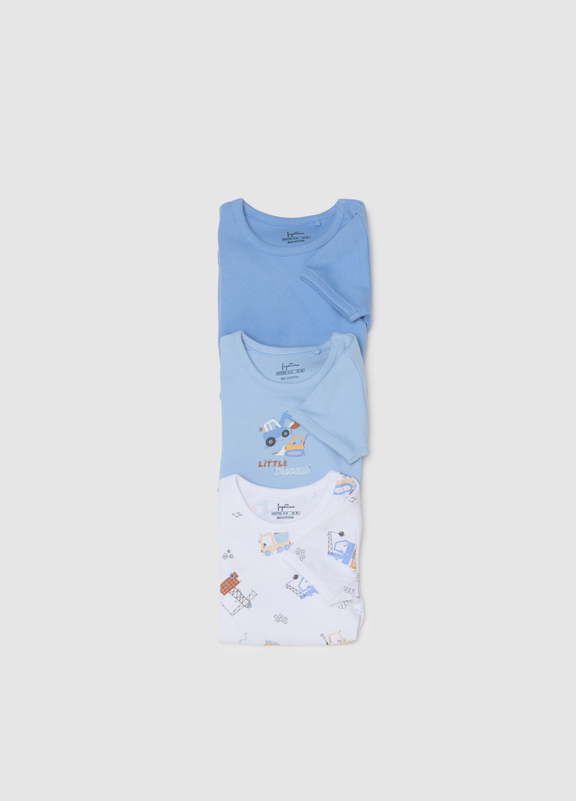 Multicolour infant cotton bodysuit tripack