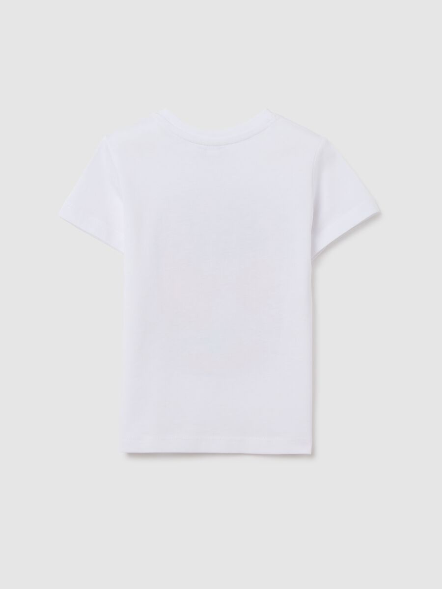 White regular fit pure cotton children's t-shirt with print_1