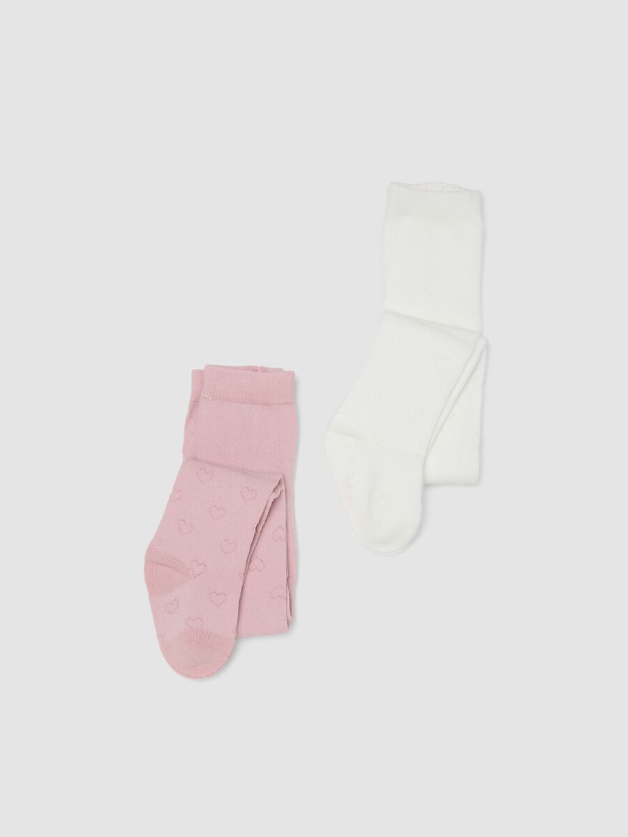 Bipack di collant rosa in cotone organico elasticizzato_0