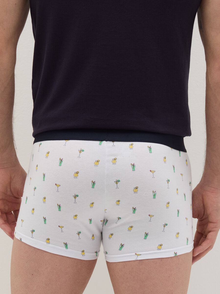 Midi boxer shorts in stretch cotton with pattern._3