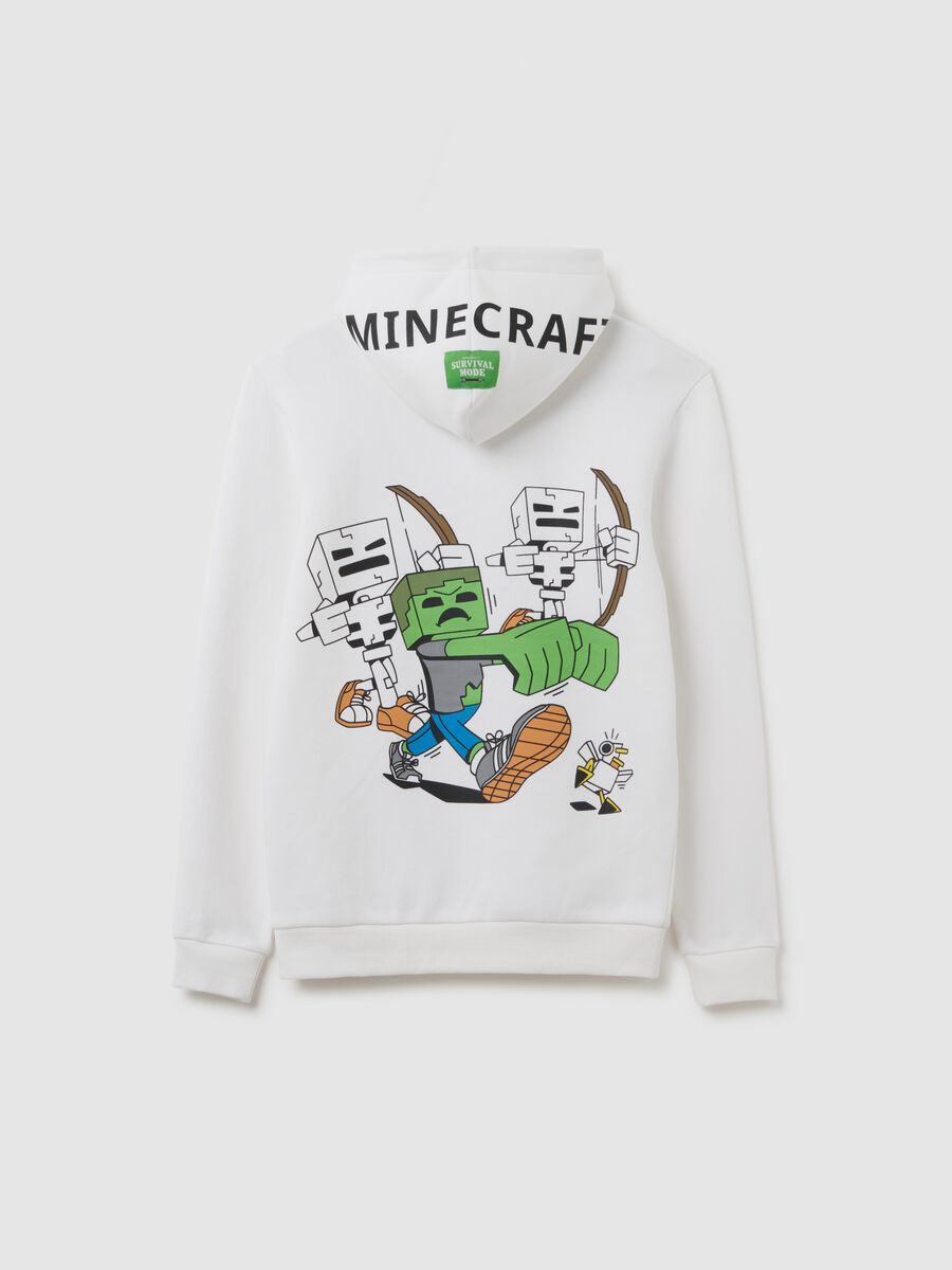 White kids' cotton blend sweatshirt regular fit with Minecraft print_1