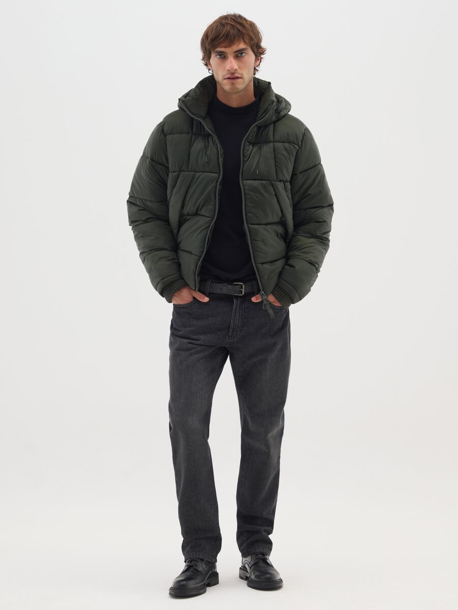 Dark Green Iconic Puffer Jacket with Removable Hood_2