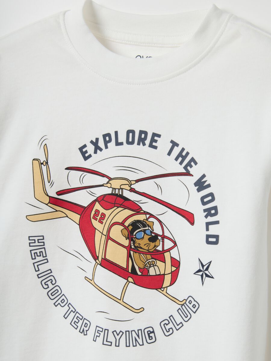 Children's white pure cotton oversized t-shirt with print_2