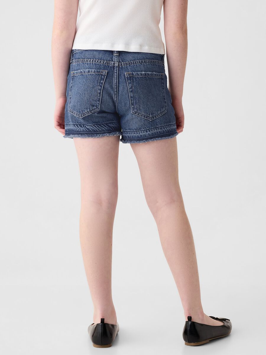 Low-rise denim shorts with abrasions_2