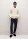 White regular fit jumper with cable pattern_0