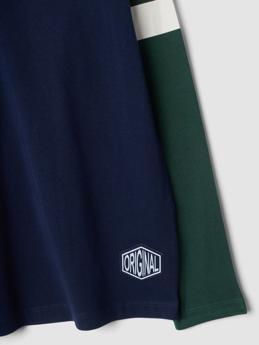 T-shirt blu in puro cotone organico con girocollo_4