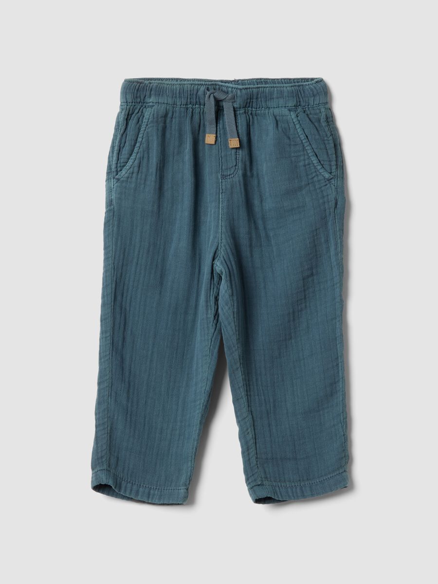 Blue pure cotton children's regular fit trousers_0