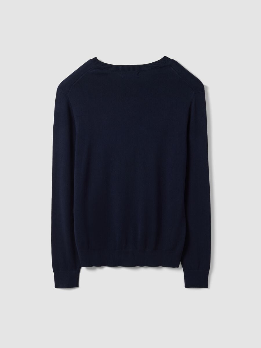 Blue viscose-blend V-neck jumper, regular fit_6