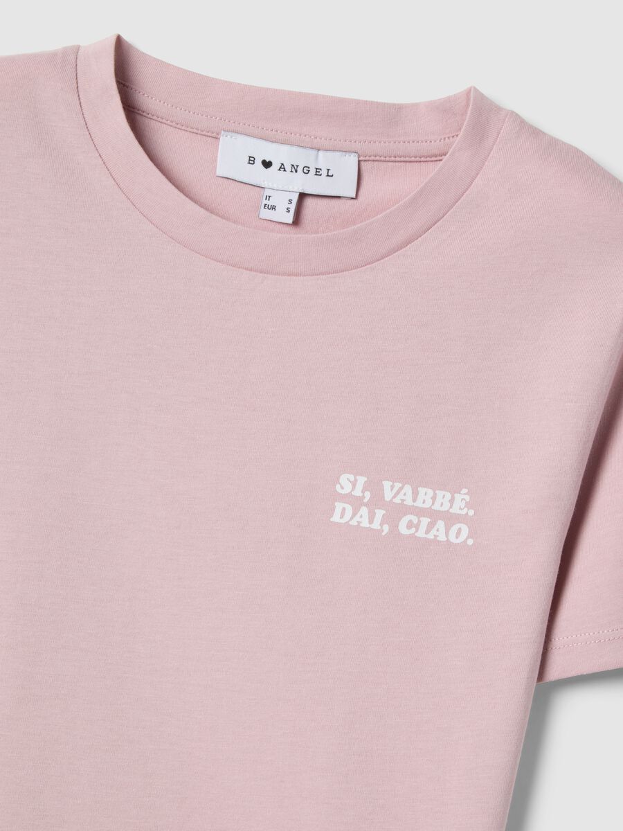Slim fit pink pure cotton t-shirt with print_5