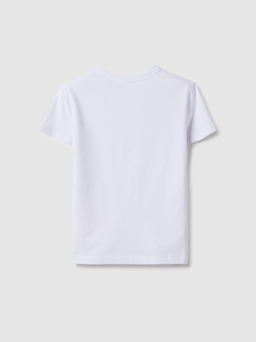 Girls' white cotton blend regular fit T-shirt_4