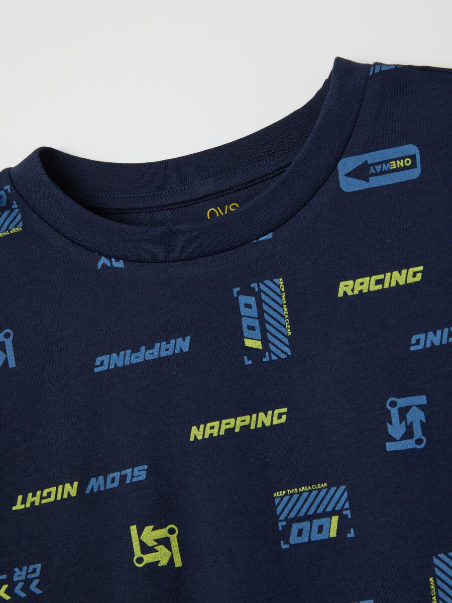 Pigiama da ragazzo in puro cotone blu regular fit_3