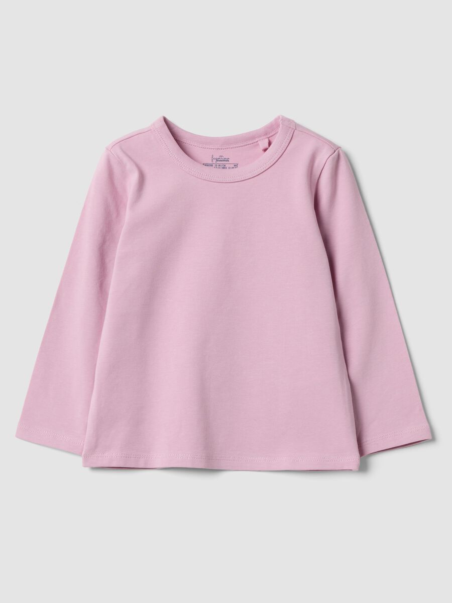 Pink long-sleeved organic cotton T-shirt_0