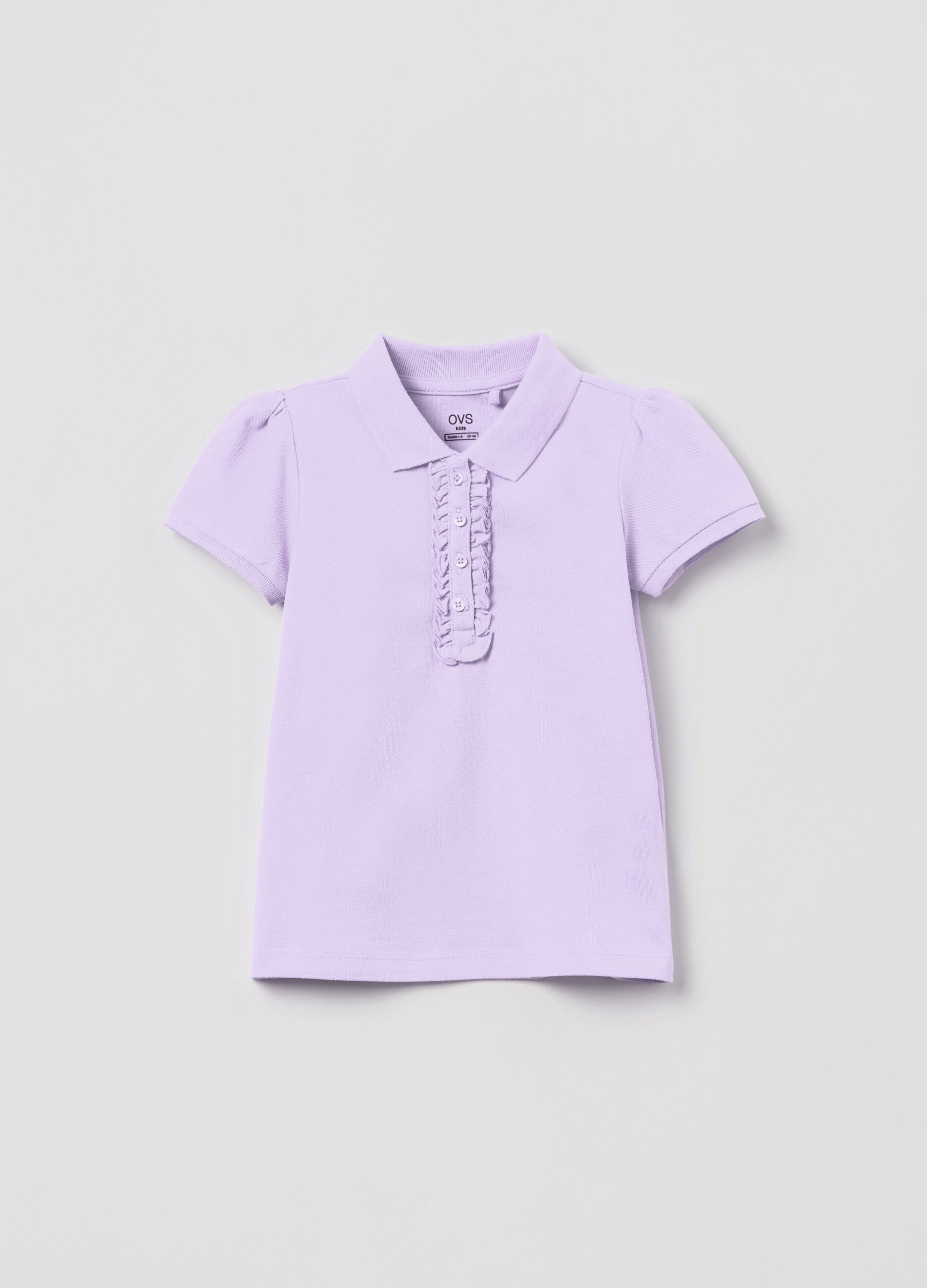 Cotton piquet polo shirt with frills