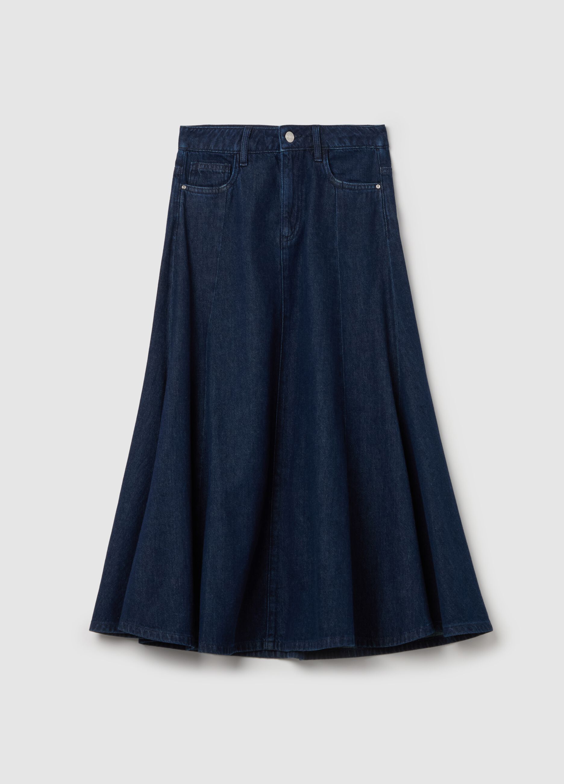 Gonna lunga a ruota in denim