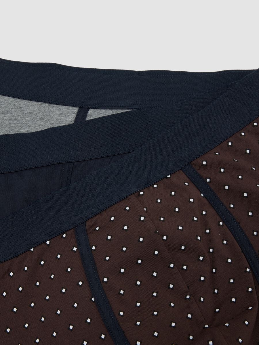 Tripack di boxer marroni in cotone organico elasticizzato a pois_5