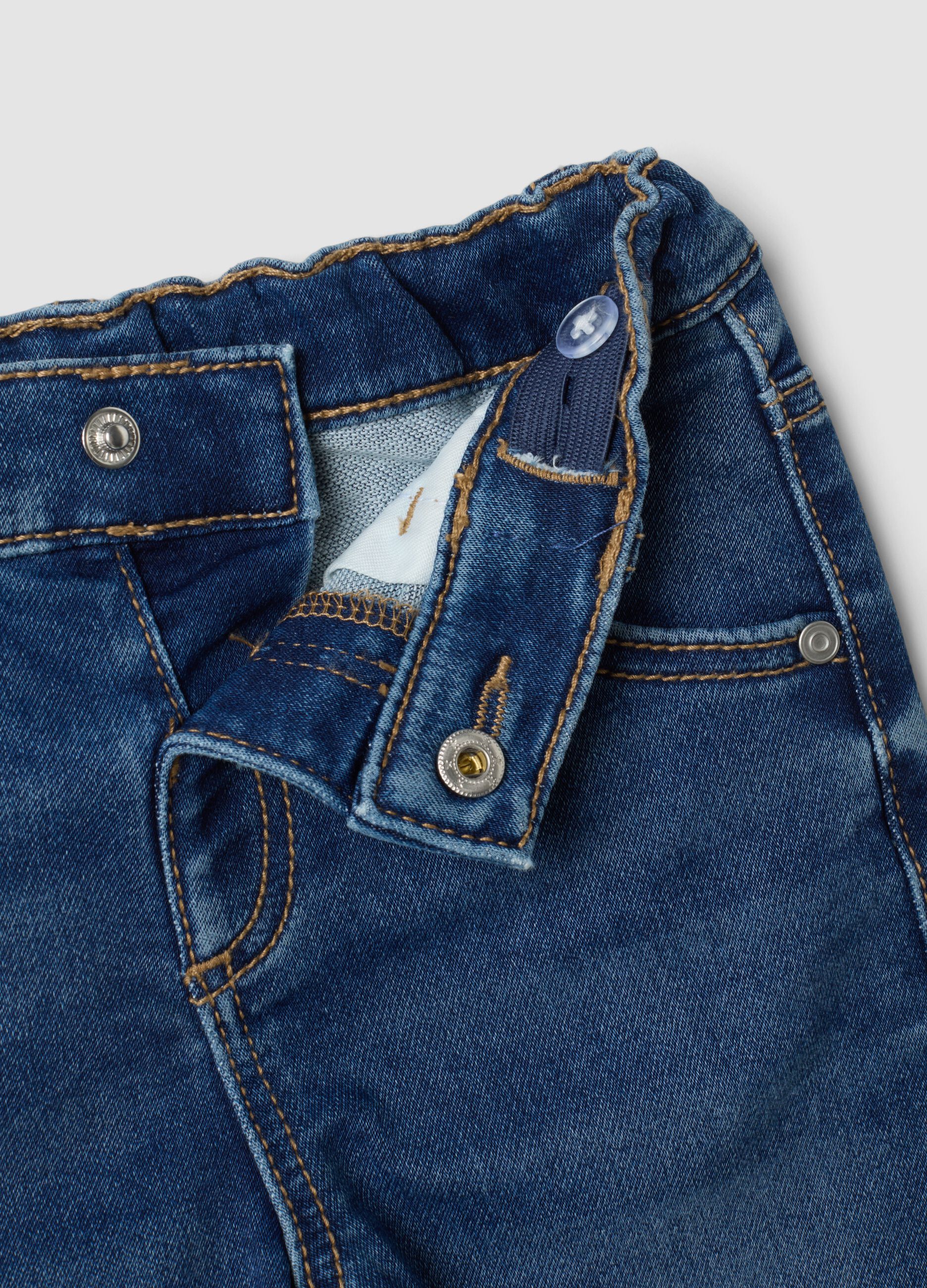 Jeans denim blu scuro in cotone elasticizzato regular fit per bimbo
