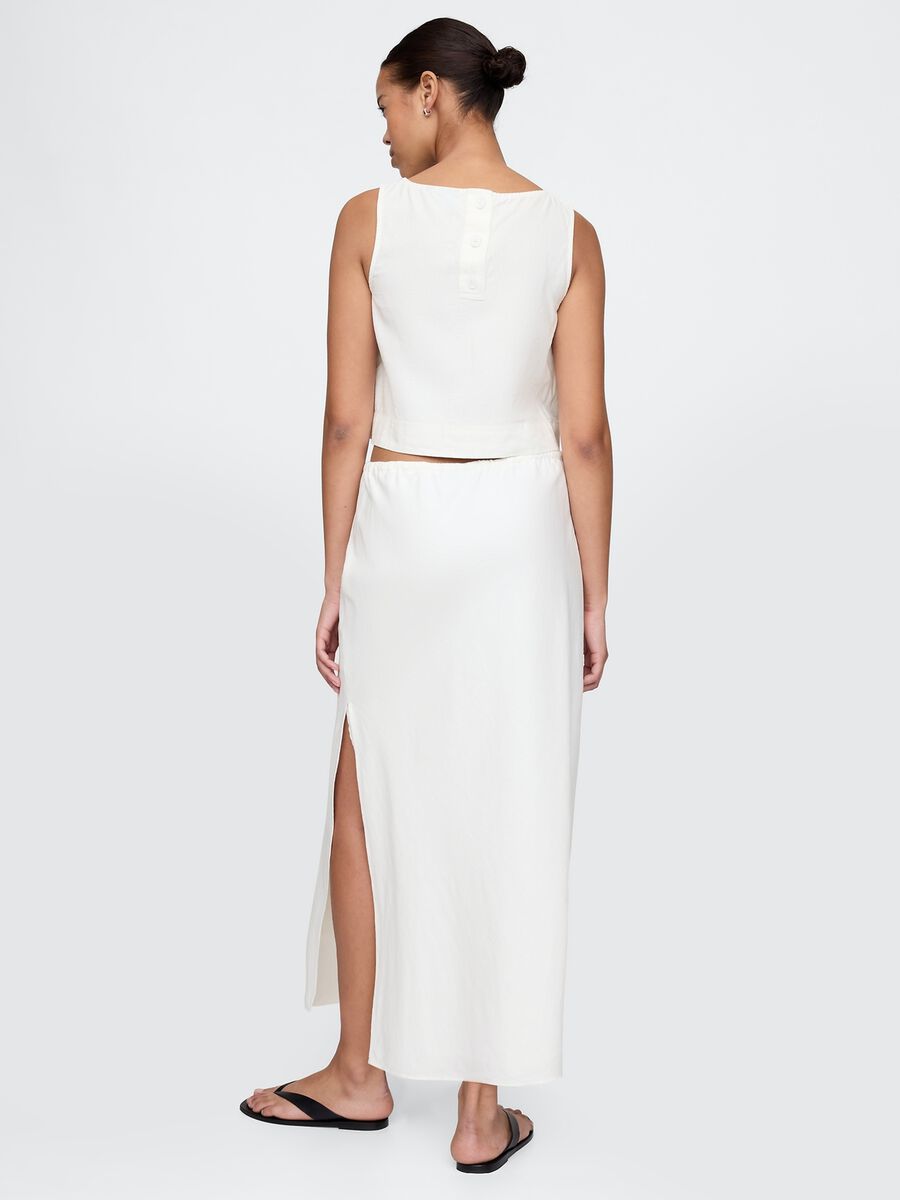 Long white skirt in linen and viscose_1