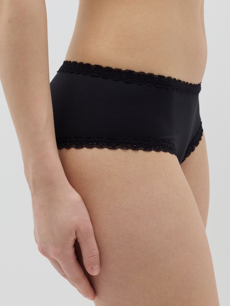 Microfibre French knickers with lace_3