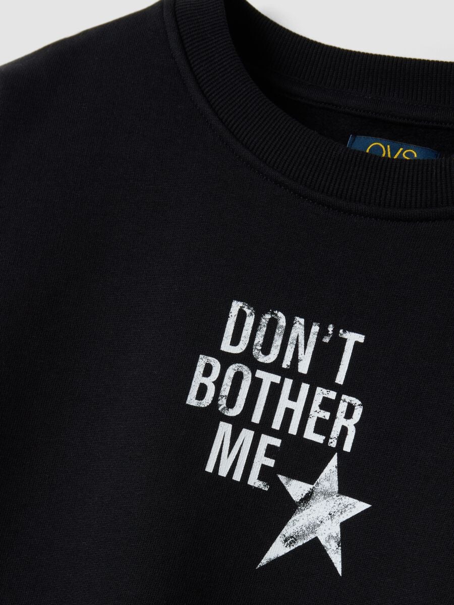 Black organic cotton sweatshirt with ribbed collar_2