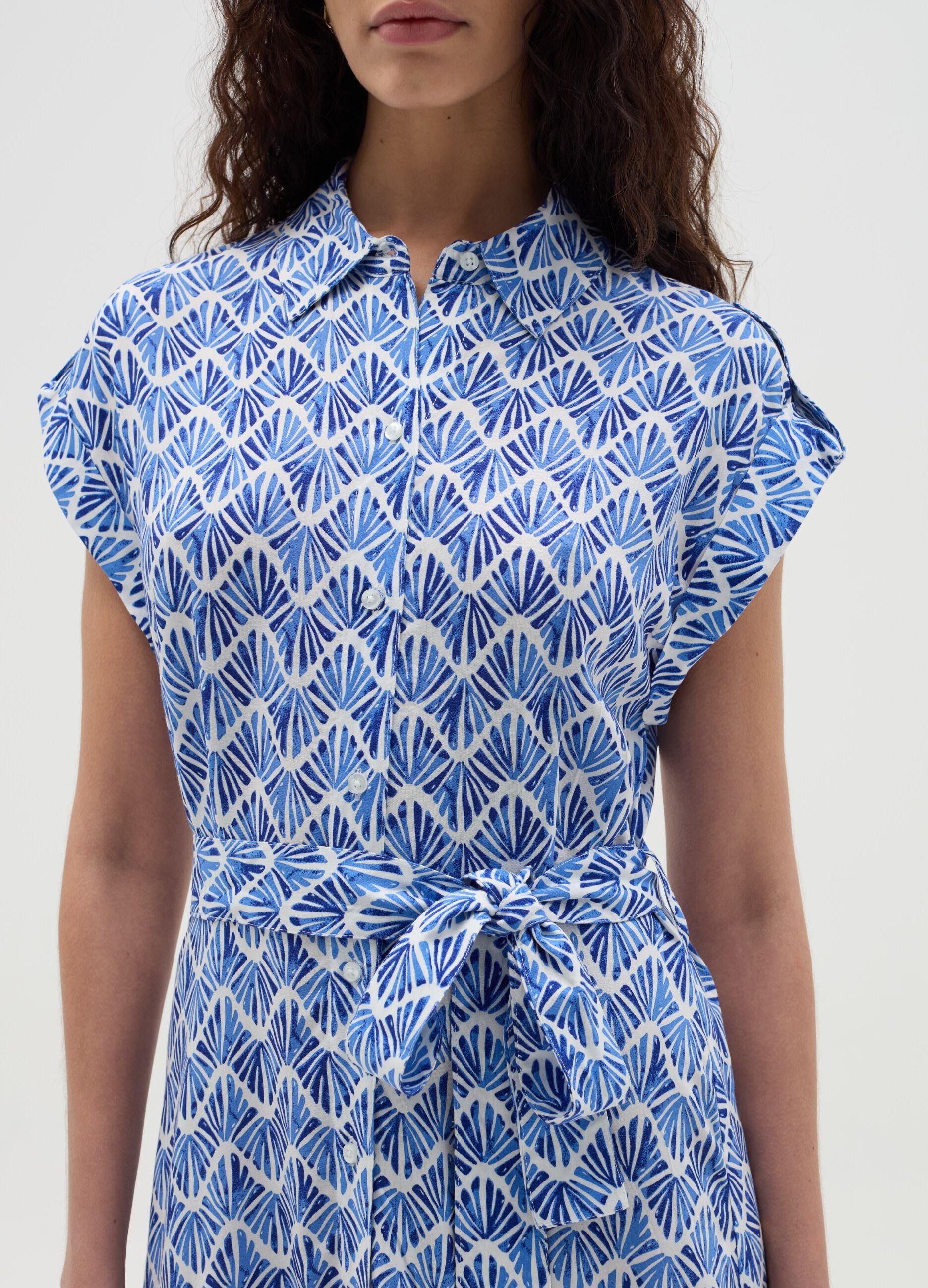 Long shirt dress with belt