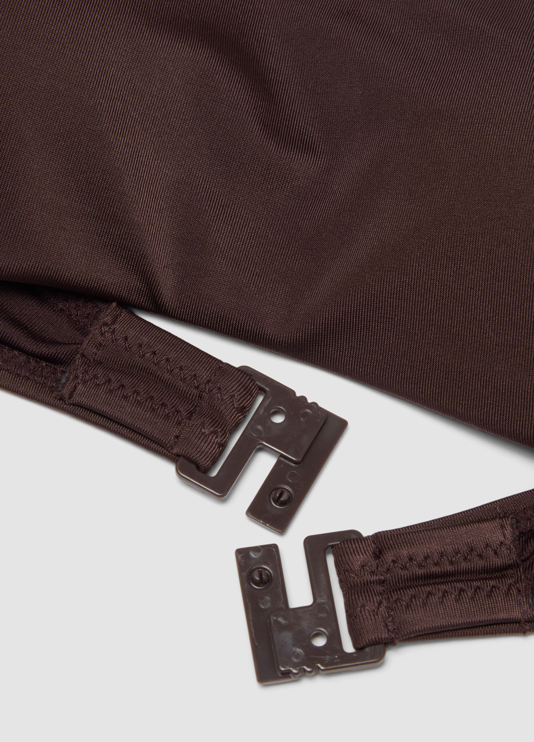 Brown stretch bikini top with straps