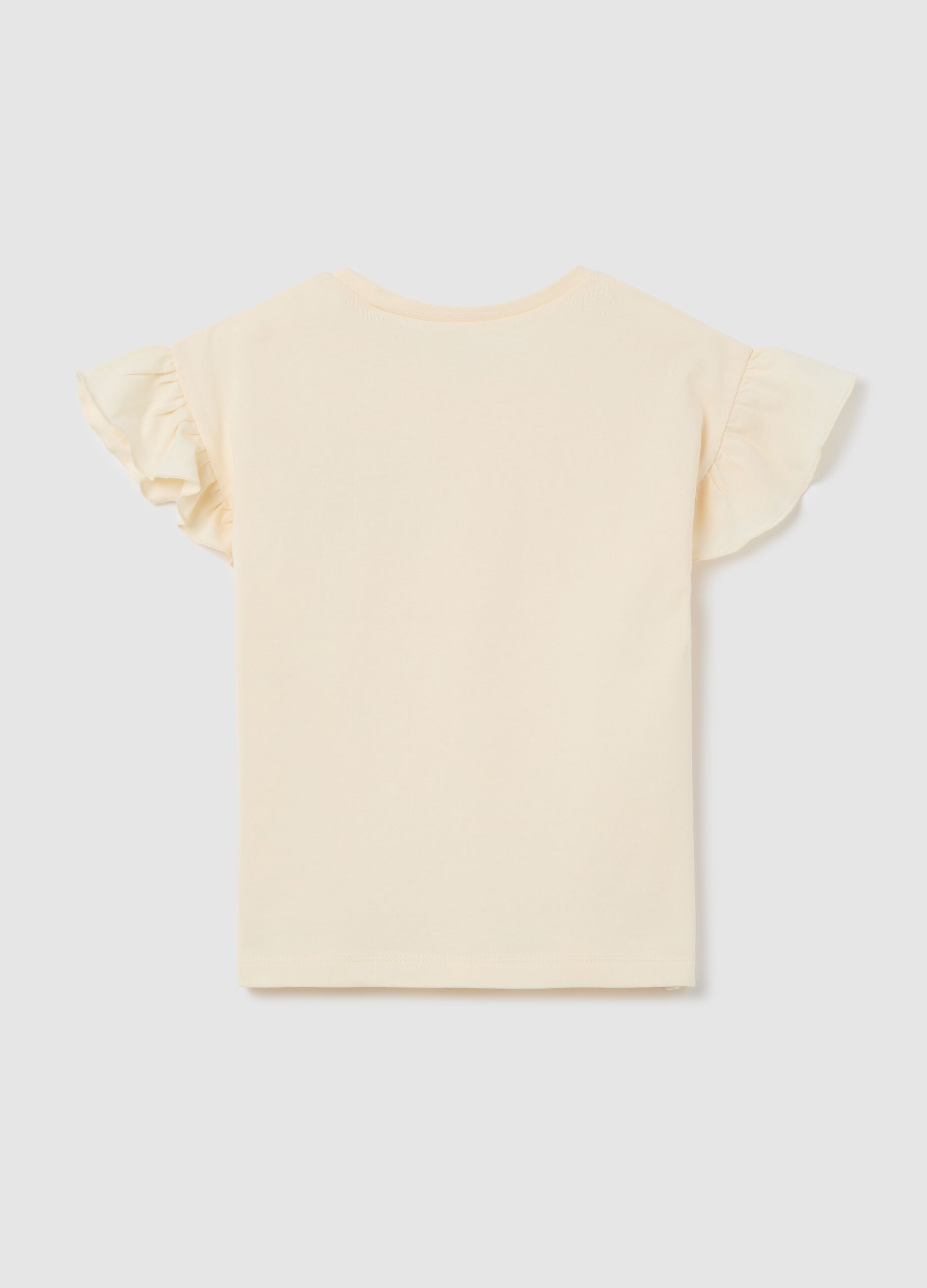 White T-shirt in cotton with diamantés