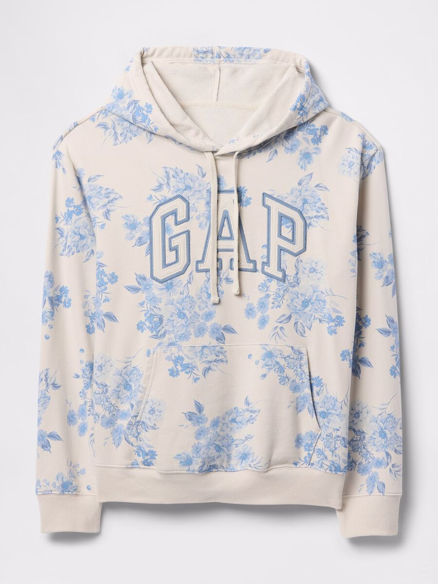 Beige floral sweatshirt with hood_4