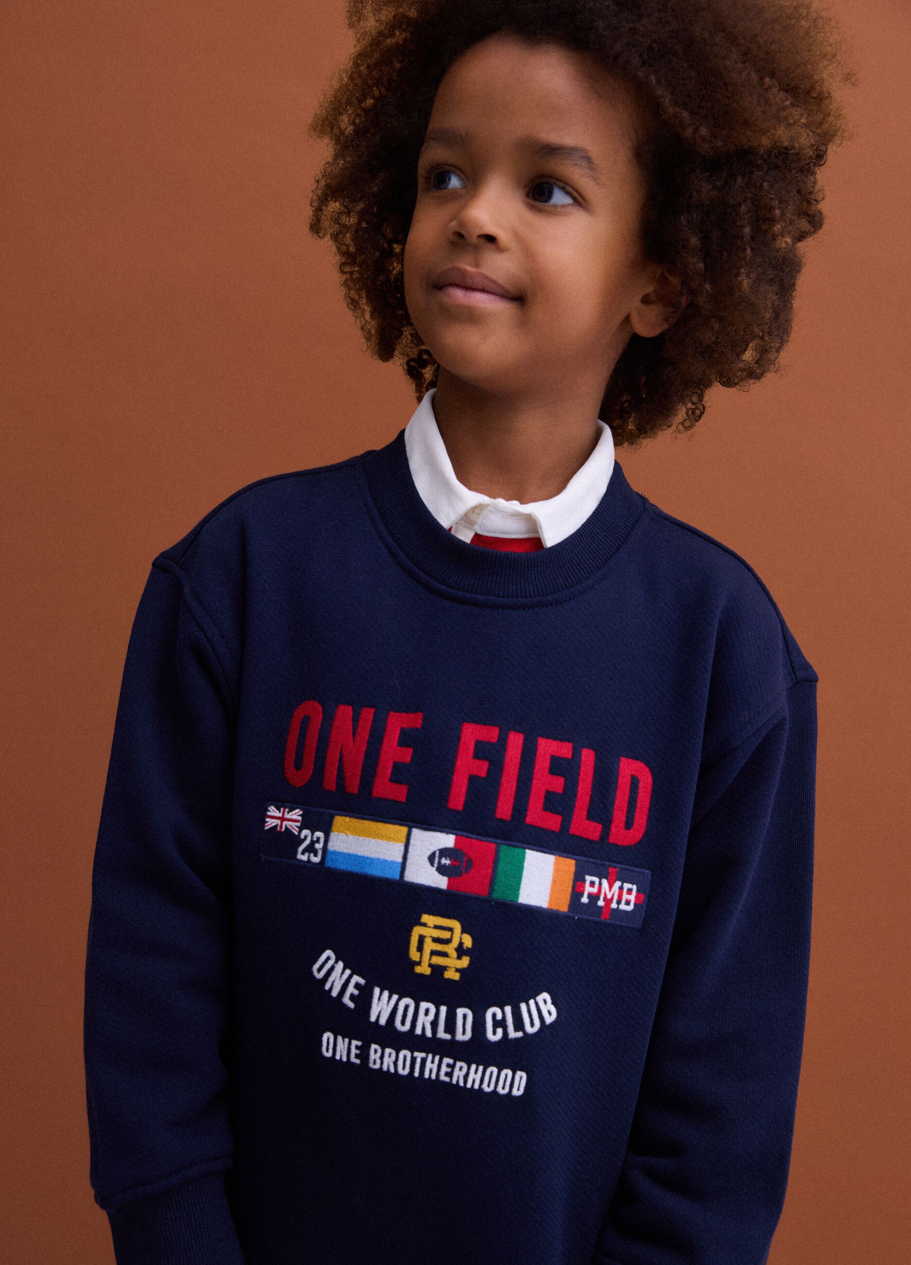 Blue oversized sweatshirt in pure organic cotton with print