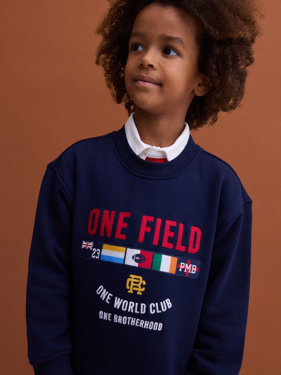 Blue oversized sweatshirt in pure organic cotton with print_1