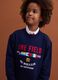 Blue oversized sweatshirt in pure organic cotton with print_1