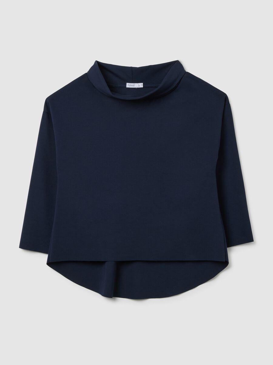Blue stretch cotton shirt regular fit_4
