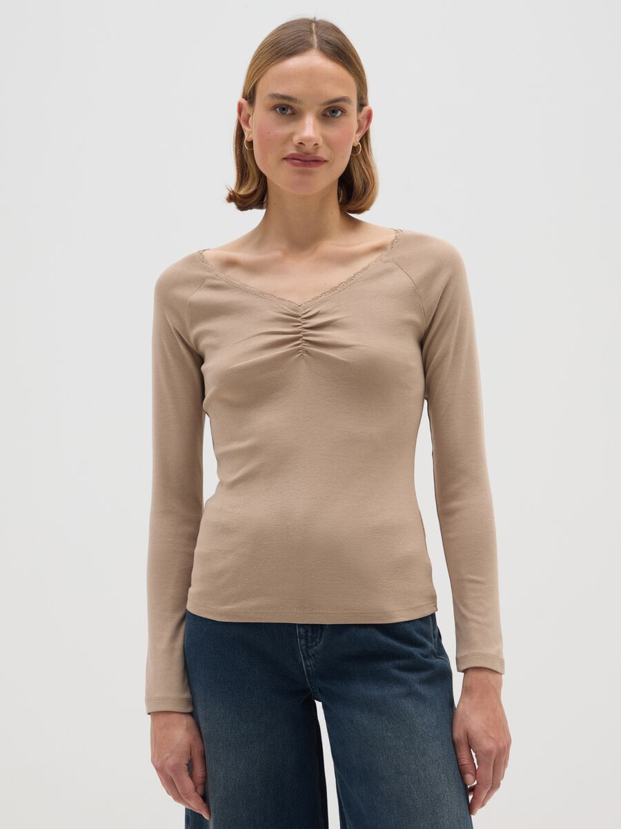 Maglia in puro cotone beige regular fit_0