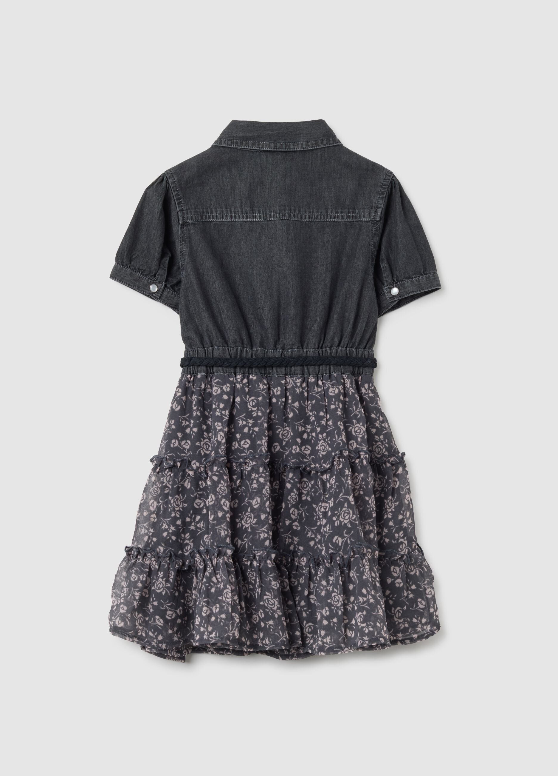 Girl's dress in pure multicolour cotton