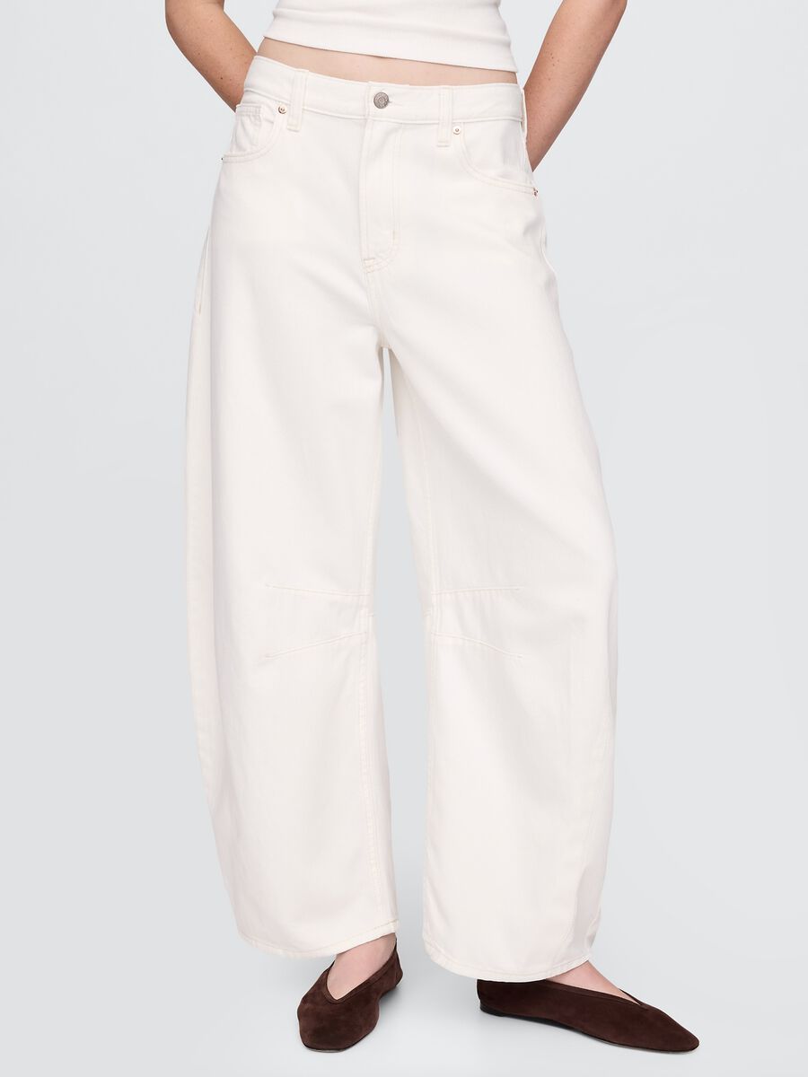 Pantaloni ampi bianchi in cotone_1