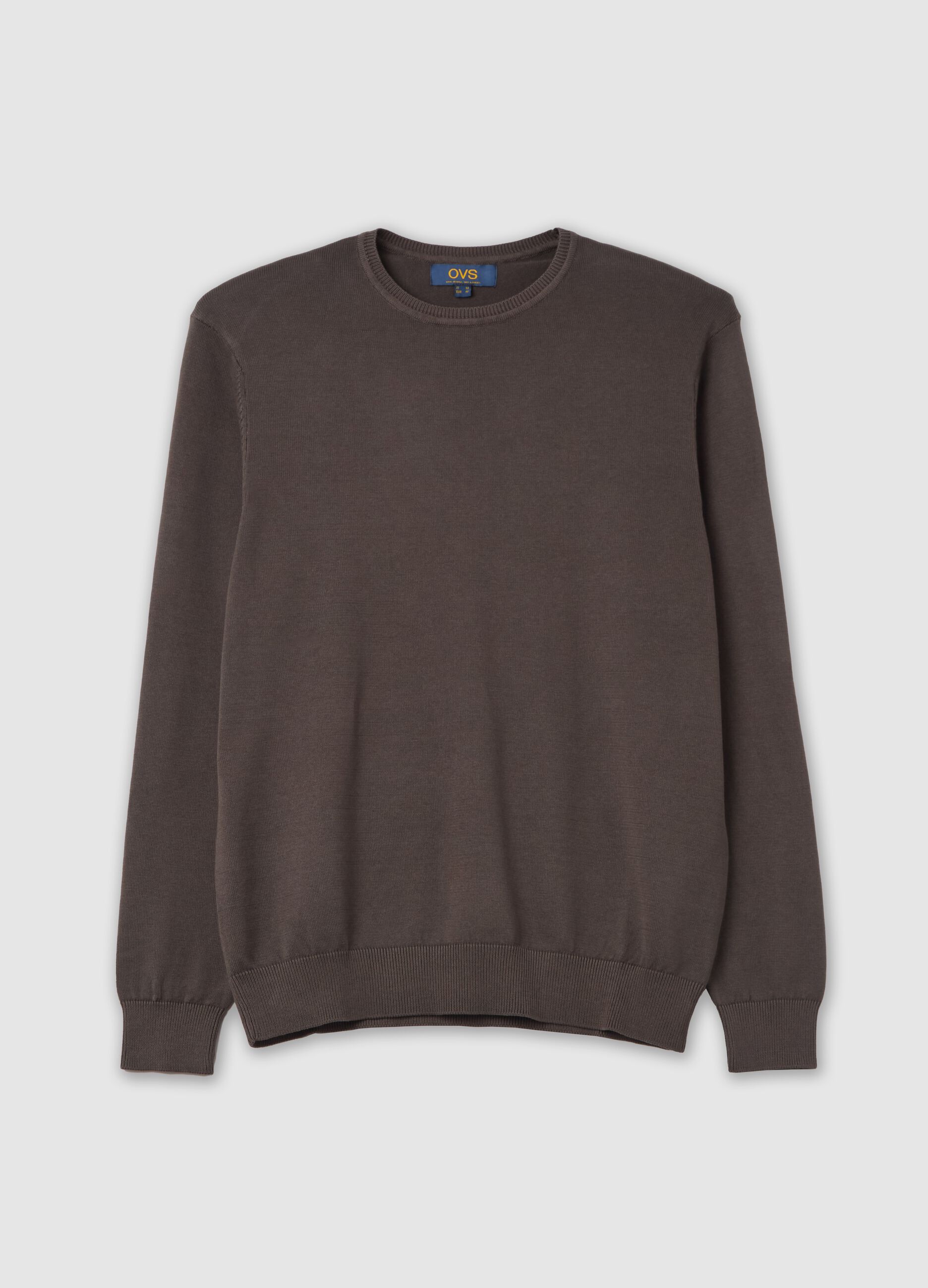 Cotton pullover with round neck