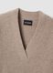 Beige marl pure cashmere deep V-neck oversized jumper_1