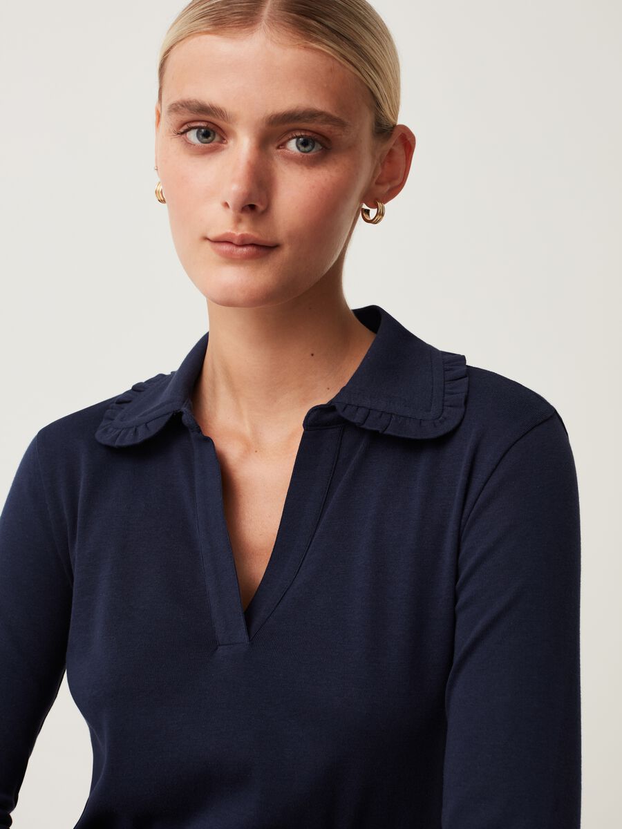 Maglia con scollo a polo e rouche_0