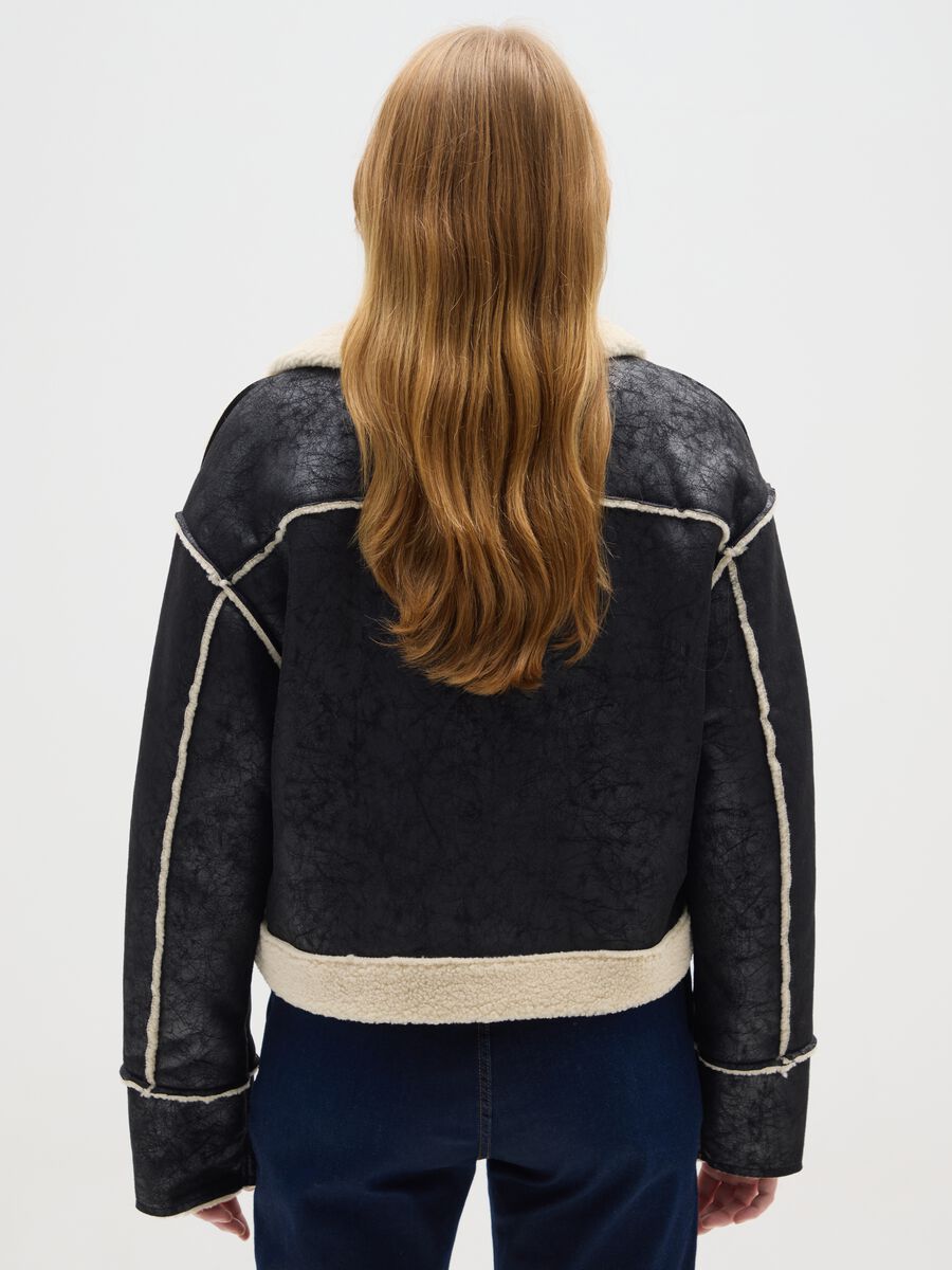 Giacca biker nera regular fit_3