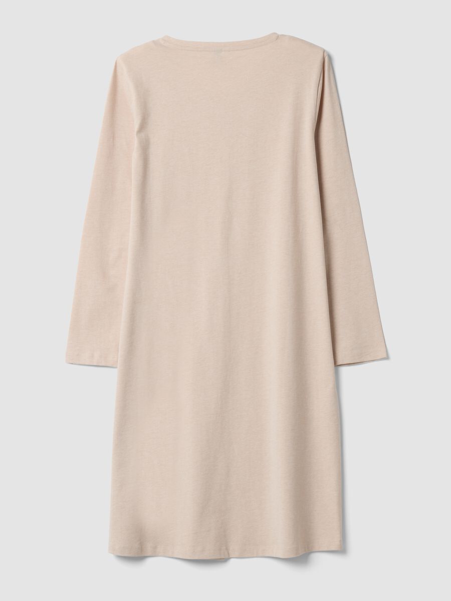 Beige organic cotton-blend jersey nightdress with crew neck_6