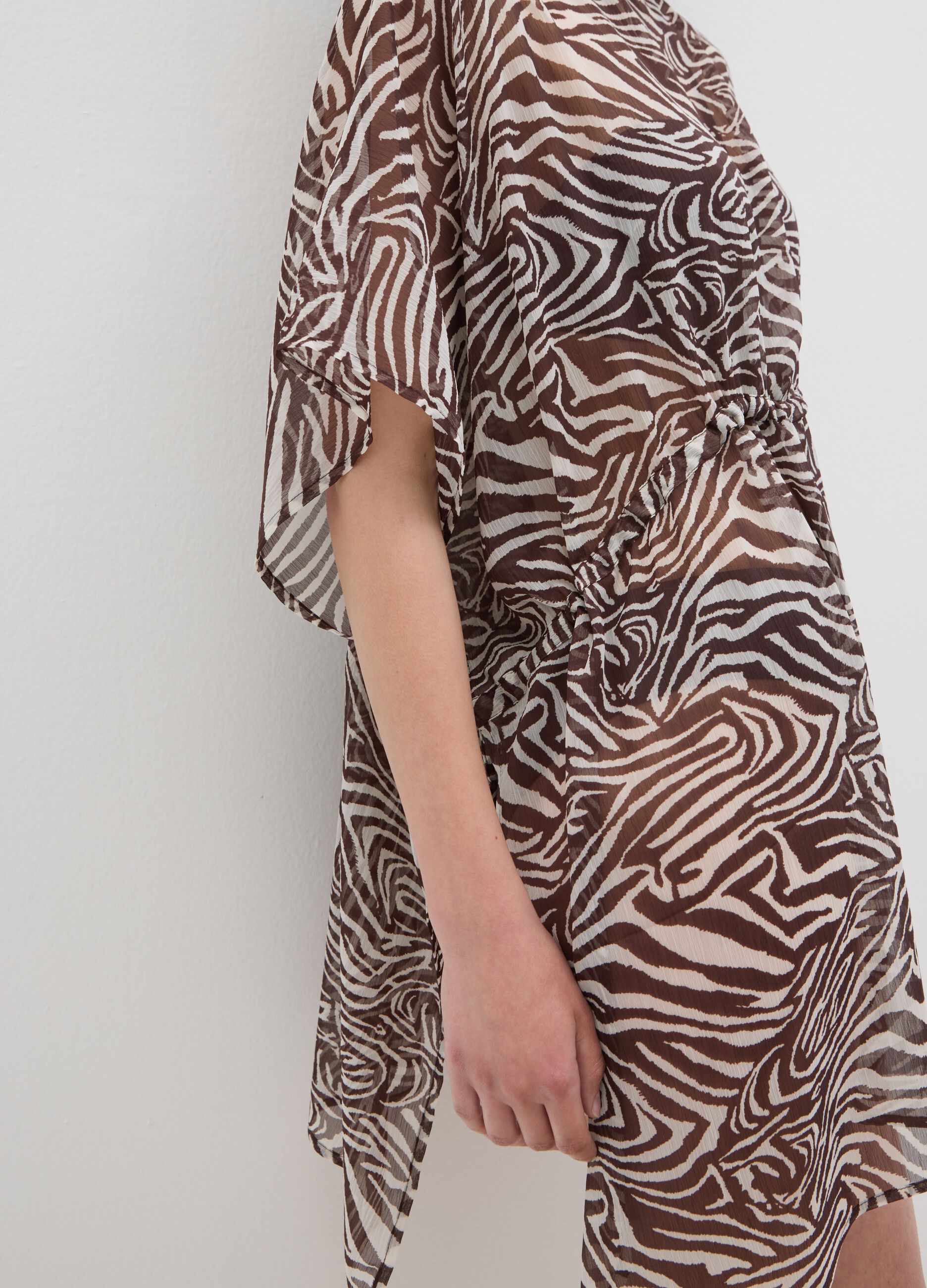 Women’s multicoloured beach cover-up in mixed fabric with zebra print