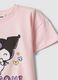 T-shirt in cotone elasticizzato rosa da bambina regular fit con Kuromi_3