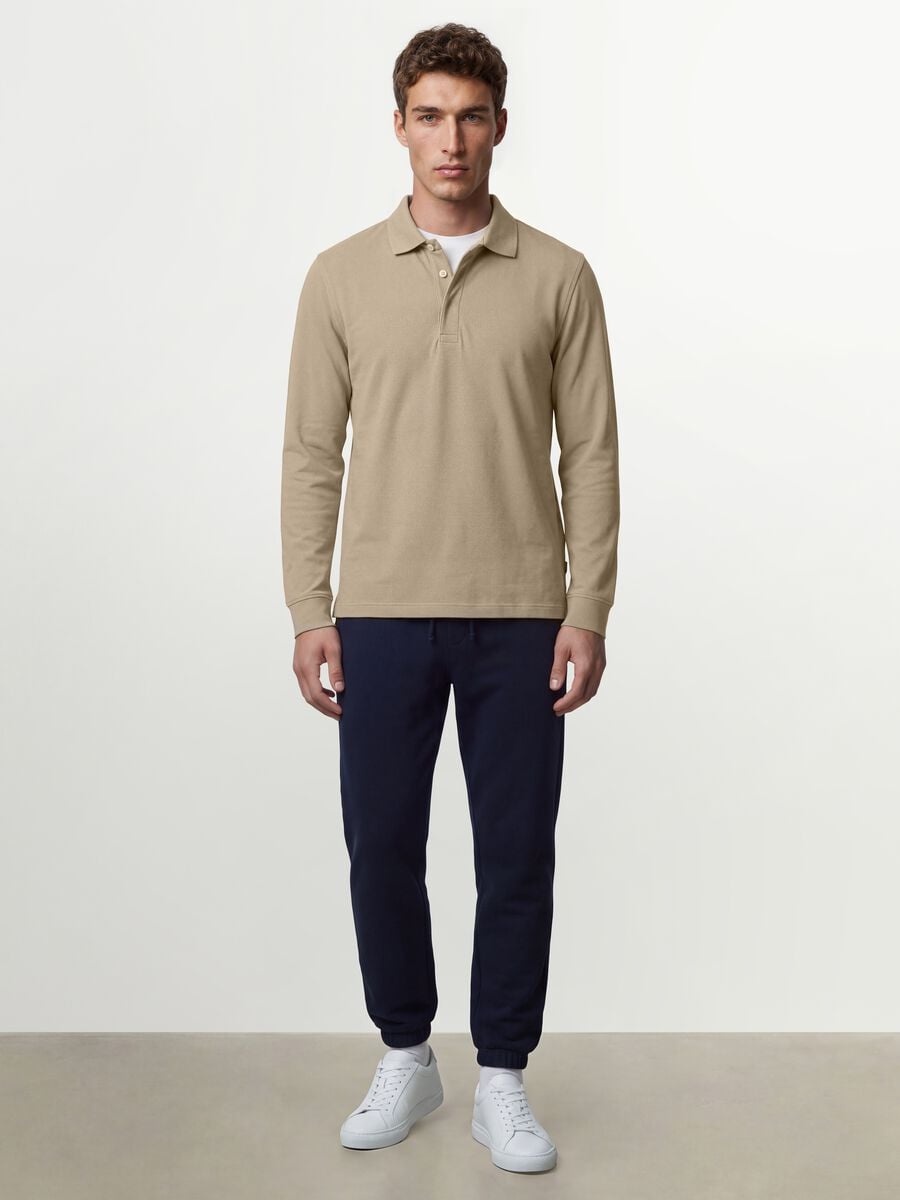 Grey long-sleeve stretch-cotton polo shirt, regular fit_2