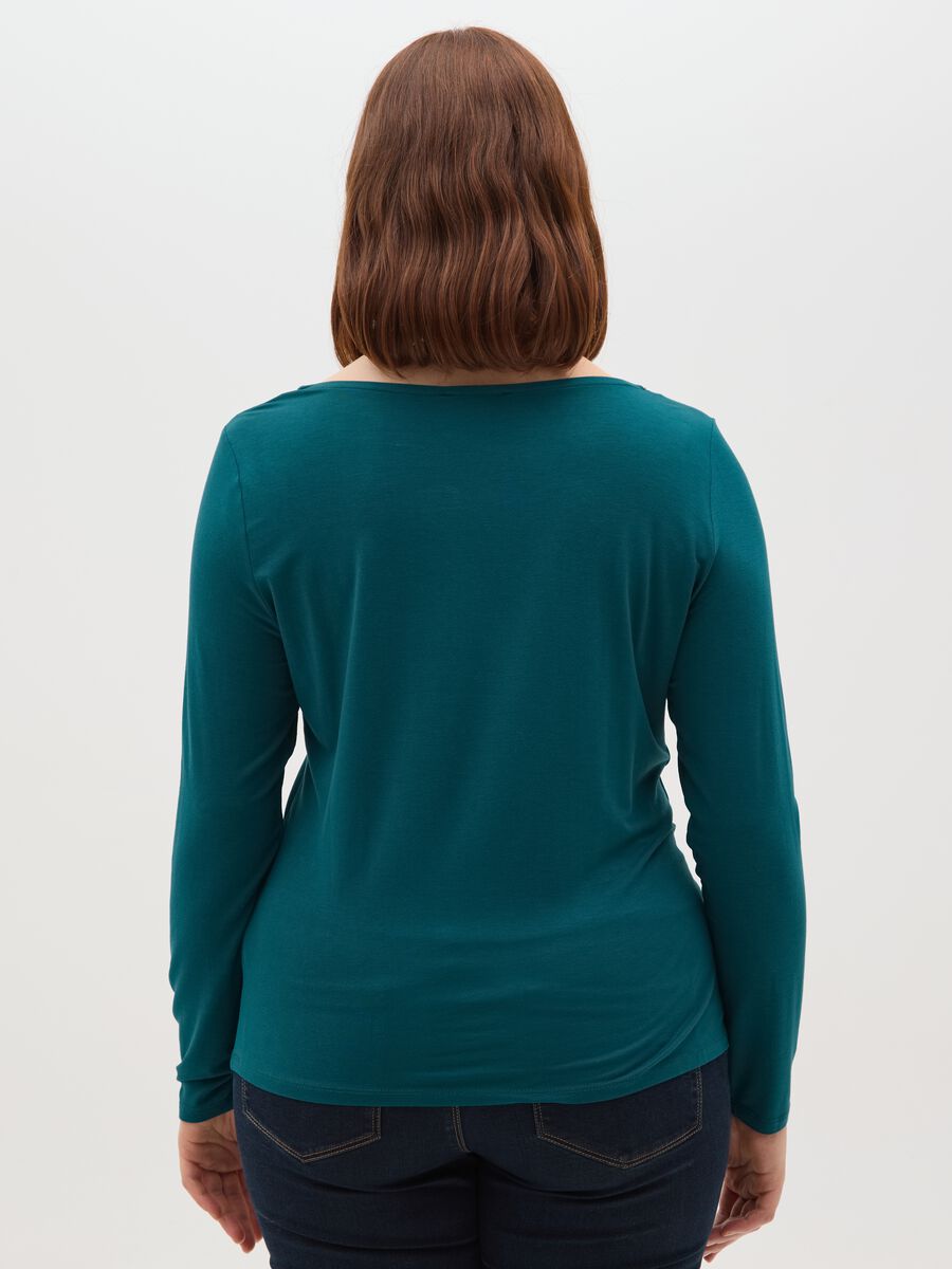 Maglia verde a maniche lunghe in viscosa elasticizzata_2