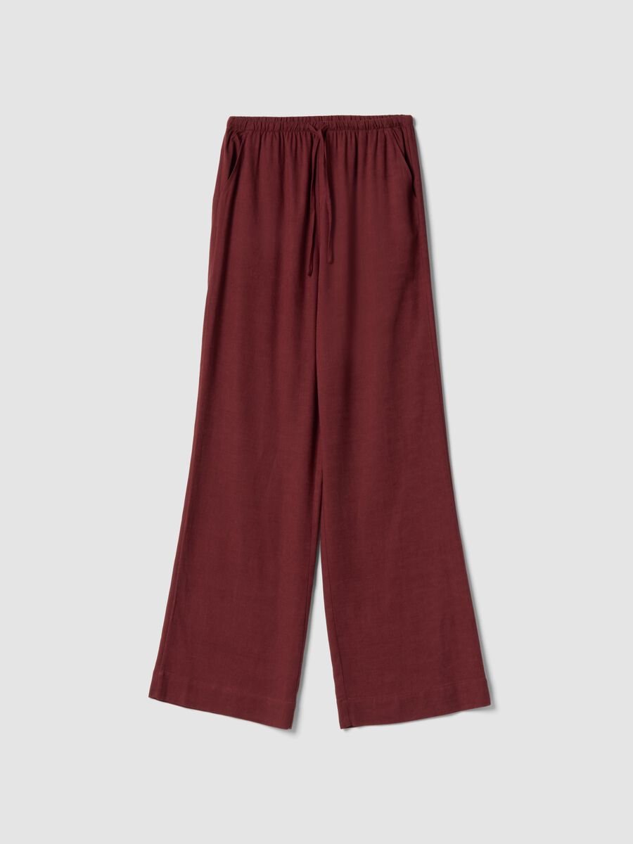 Red viscose-linen blend relaxed fit jogger trousers_4