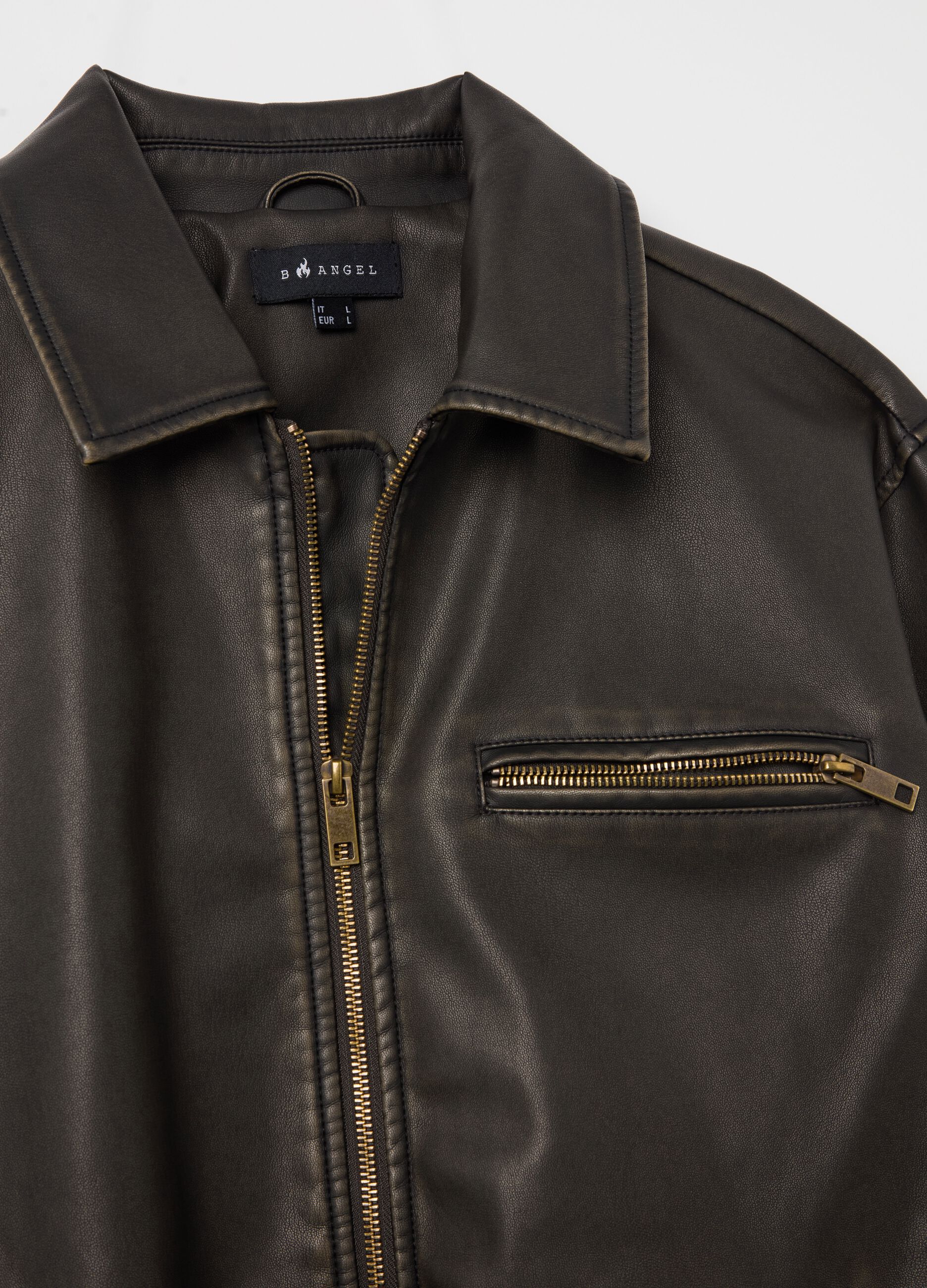 Coated-effect biker jacket