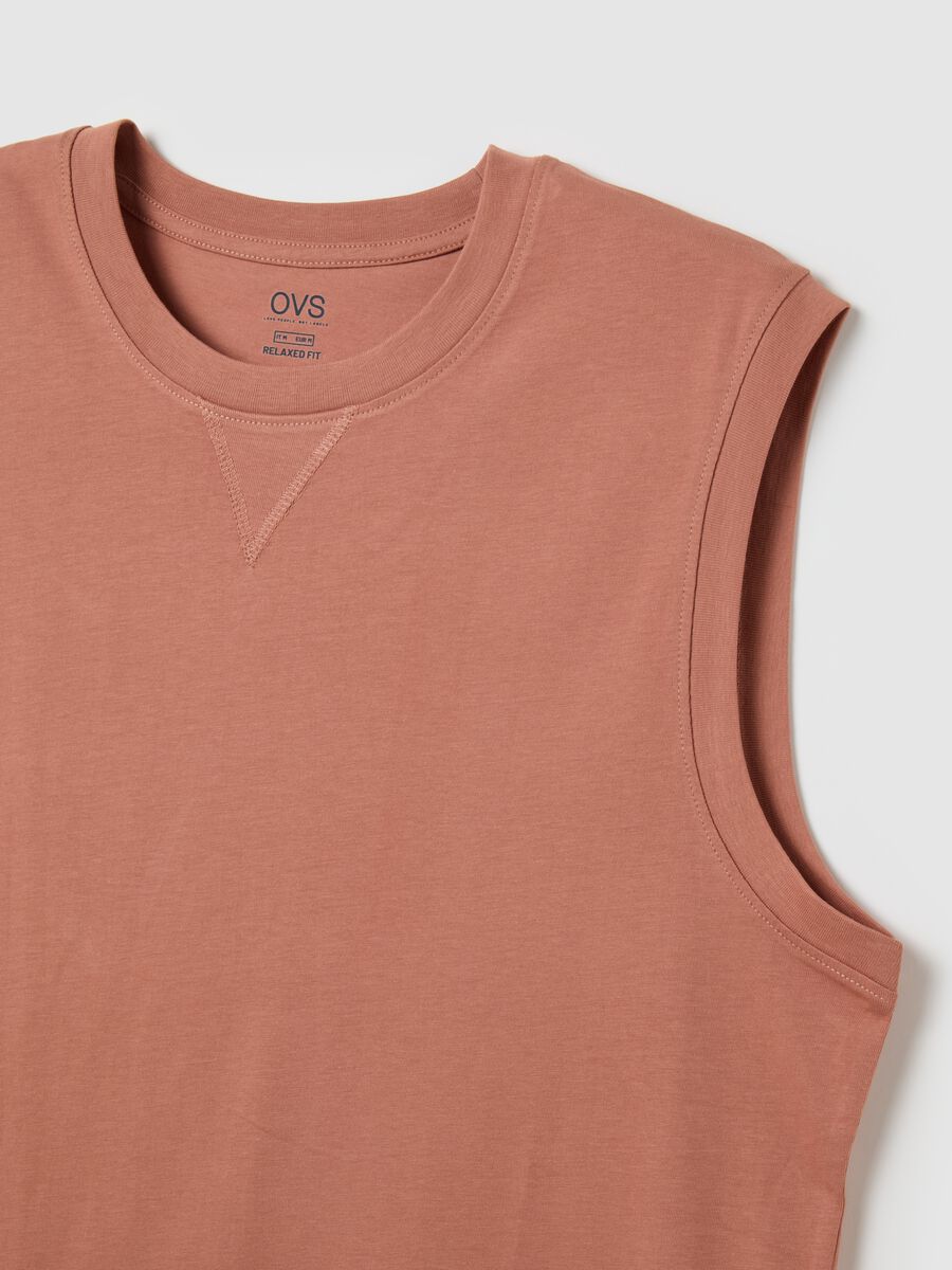 Men's oversized pink sleeveless shirt in pure cotton, regular fit_5