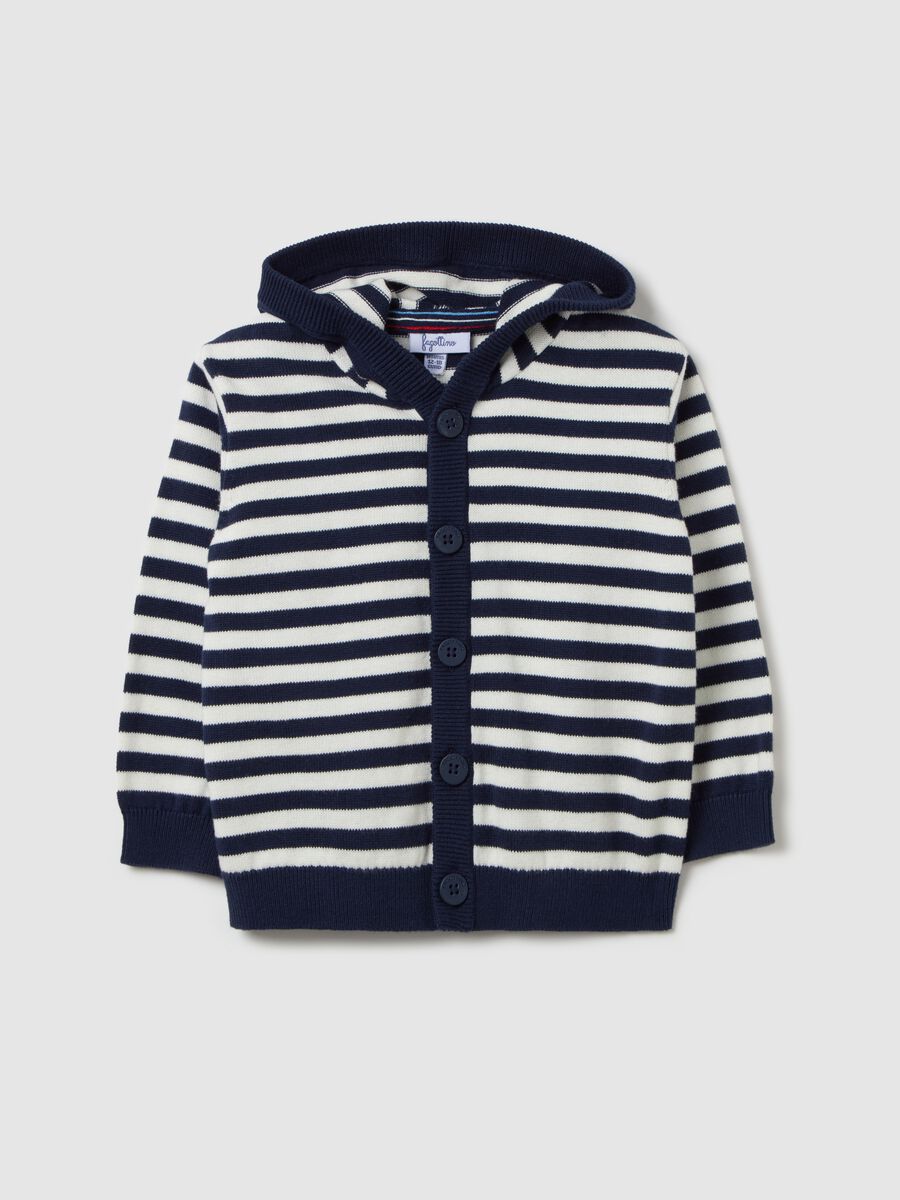 Cotton cardigan with stripes and hood_0